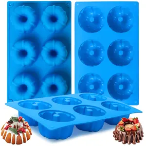 Mini Fluted Tube Cake Pan, 6Cavity Heritage Silicone Mold for Baking,Non Stick Fancy Molds