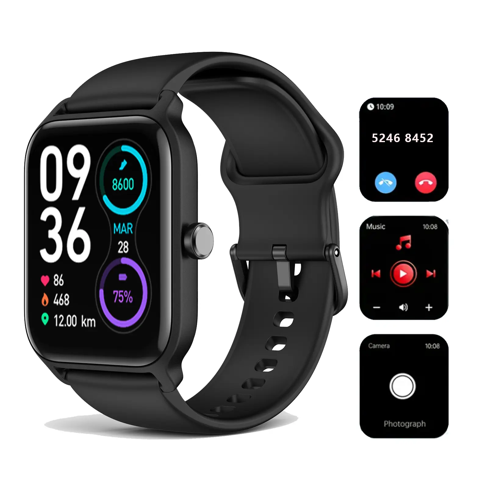Smart Watch for Women Men,1.8" HD Fitness Trackers with Bluetooth Call/Answer, Wearable Smartwatch for Android Iphone Smartphone,IP68 Waterproof Heart Rate Sleep Monitor Wristwatch,100+ Sports Modes,music,camera,gift