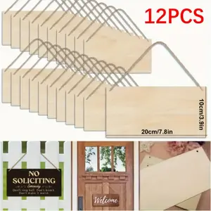 10-Pack Wooden Rectangular Craft Blanks - DIY Painting & Graffiti Decorative Pieces, Hanging Ornaments for Valentine‘s Day, Mother’s Day, Weddings & Home Decor Projects