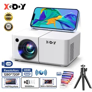 Mini Smart Projector XGODY X2 - 12000L HD 1080P with Android 12, Night Light Projection, WiFi, Bluetooth Audio, Built-in Netflix & Apps, Tripod Included