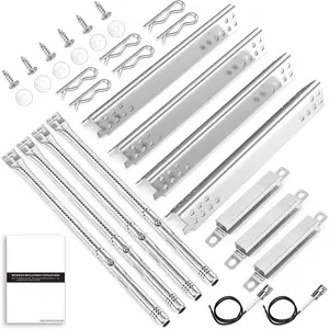 Grill   for Charbroil Advantage 4 Burner 463344015, 463343015, 463432215, 463240015 Gas Grill 3 Burner 463464315 466434315 463436815 Heat Plate, Grill Burner, Carryover Tube