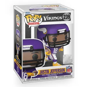 Funko POP Football: Minnesota Vikings - Justin Jefferson NFL Vinyl Figure with Epic Collectibles Premium Box Protector Included