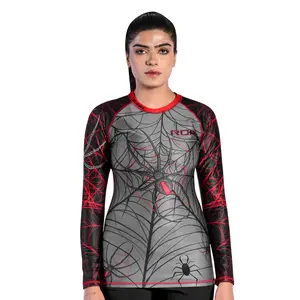 ROAR-INT Spinne Women’s Long Sleeve Rash Guard for MMA, BJJ, No-Gi Grappling, Jiu-Jitsu