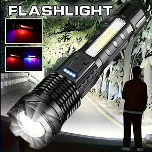 High Lumen Rechargeable Flashlight LED Handheld Torch with Battery Display, Bright Tactical Light for Camping Hiking, Portable Outdoor Lamp High Lumens Flashlight