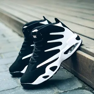 Men’s professional basketball shoes—comfortable high-tops that are breathable, non-slip, shock-absorbing, lace-up, and cushioned—suitable for training, running, and walking