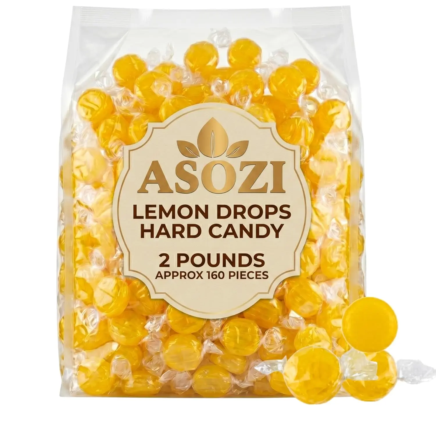 Lemon Candy Hard Drops 2lb - Quality Old-Fashioned Lemon Drops Individually Wrapped Sweet & Tart Candy Delight, Perfect Lemony Flavor