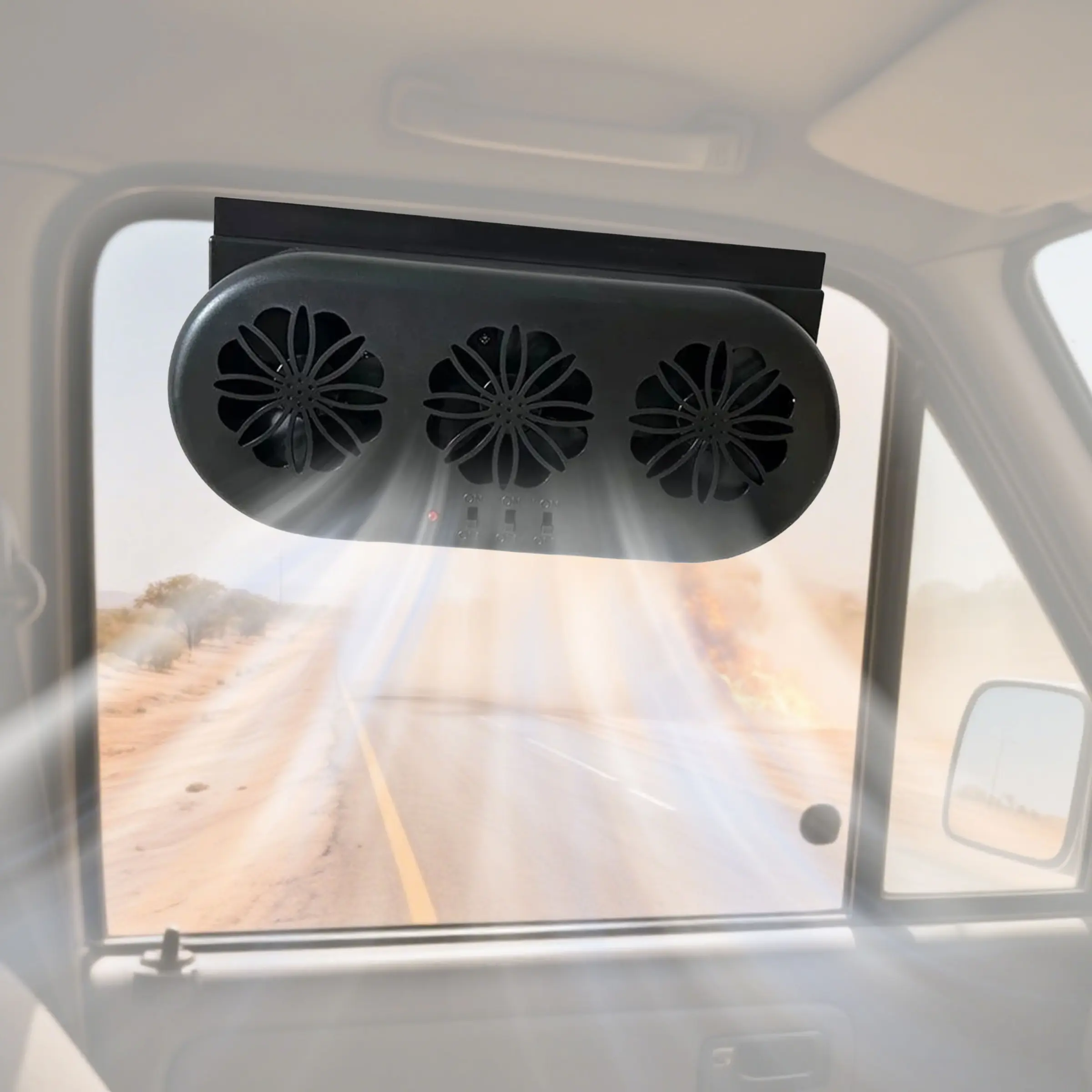 Summer Essential Solar Powered Outdoor Parking Exhaust Fan, Car Window Fan, Car Air Circulation Exhaust Fan, Car USB Interface Exhaust Fan
