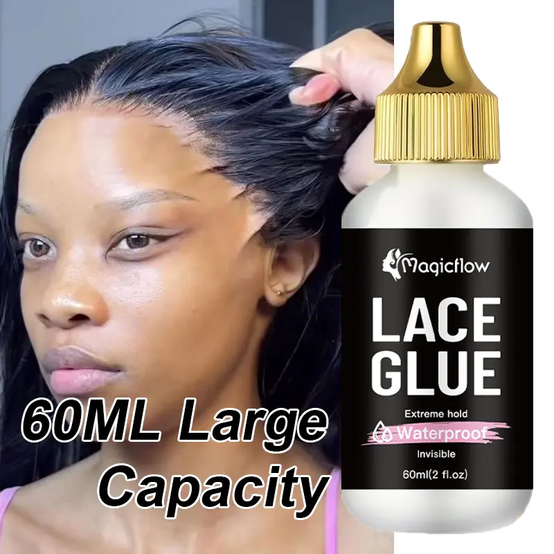 60ml/2fl.oz Waterproof Wig Lace Glue - Premium Wig Adhesive, Strong Hold, Invisible, Quick Dry & Easy Removal - No Odor Adhesive for All Wigs, Hair Lace Glue, for Human Hair Extensions, Quick Weave Glue