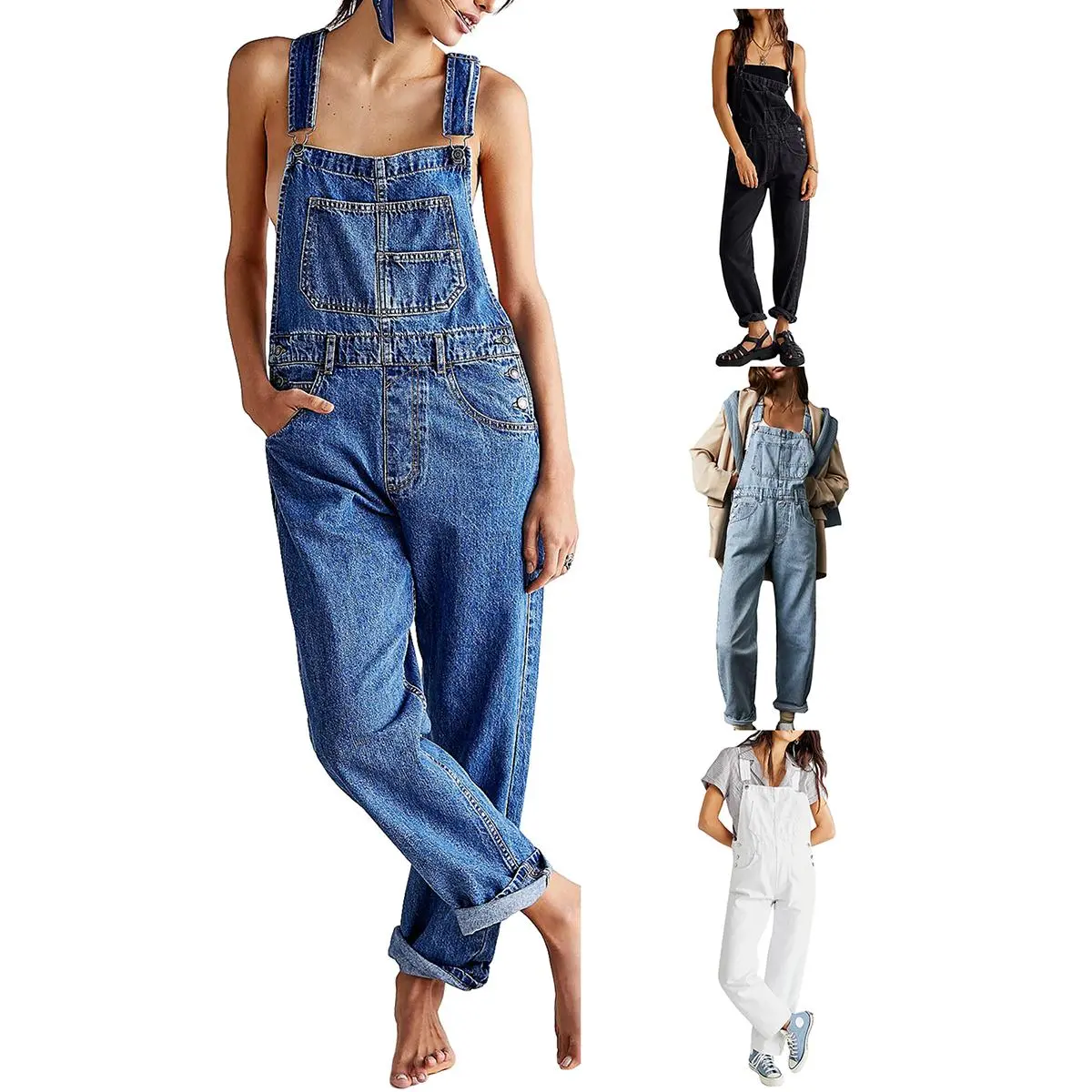 Women Denim Long Jumpsuit Casual Spaghetti Strap Wide Leg Romper Pants Summer Baggy Bib Overalls, Gives a Pulled Together Look Without Effort, Lightweight and Comfortable Feel, Comfortable Everyday Fit