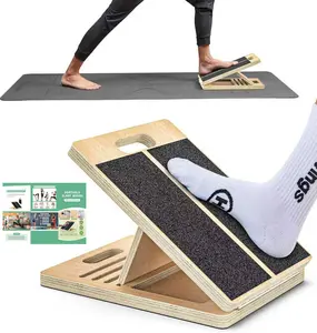 Portable Wooden Slant Board for Calf Stretching Squats Calf Stretcher Pilates Physical Therapy Equipment Adjustable Incline Board for Knees Ankle Heel Feet Leg