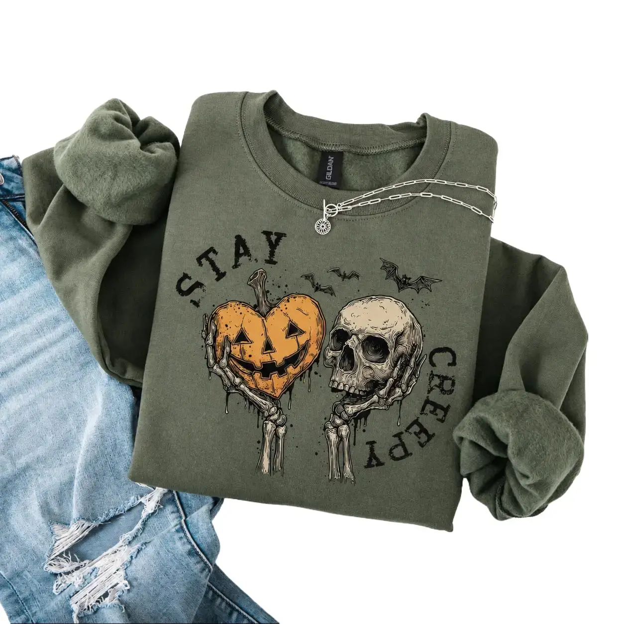 Creepy Sweatshirt, Women's Halloween Sweatshirt, Cute Skeleton Hands Shirt, Funny Halloween Outfit, Skull Sweater, Spooky Season Shirt