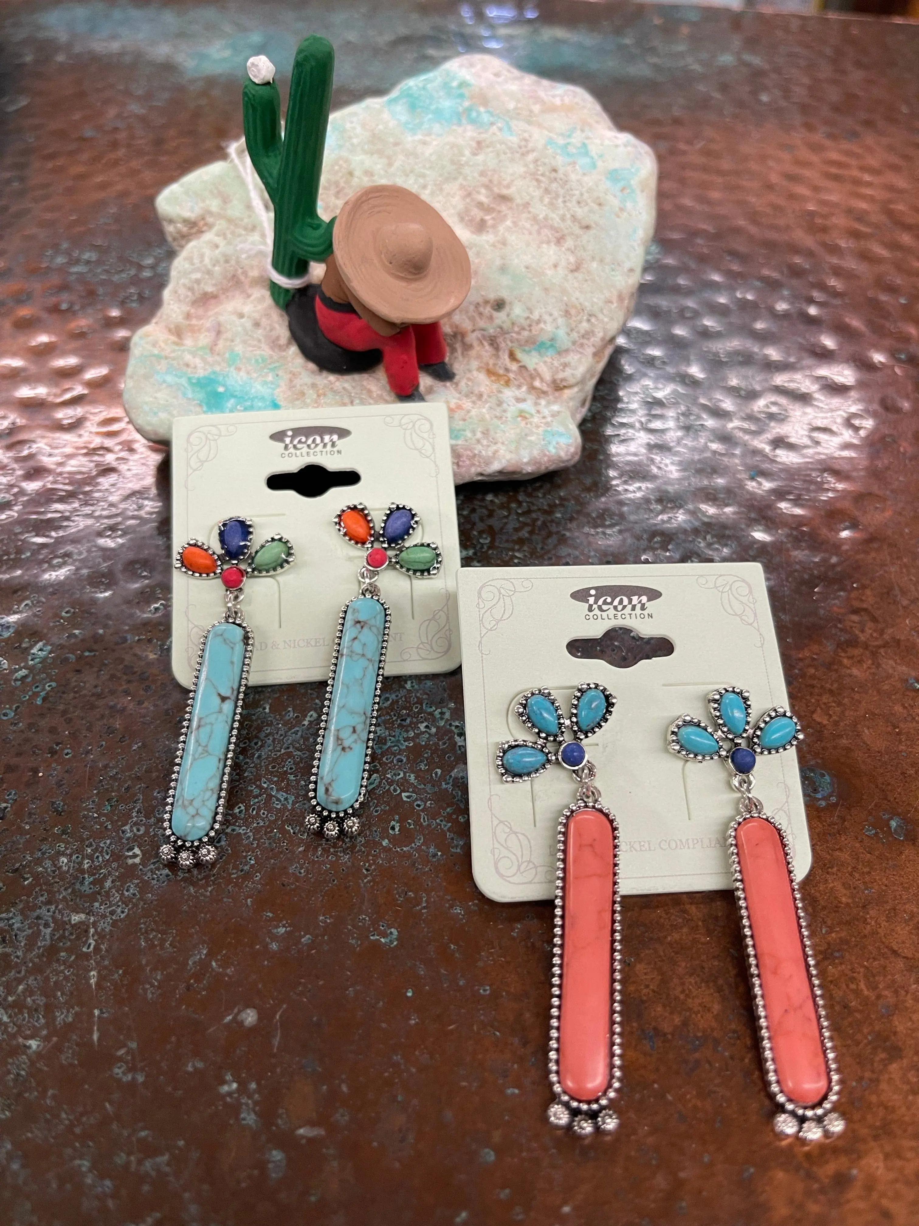 Turquoise stick bar earrings
