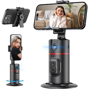 Auto Face Tracking Tripod, No App, Smart Shooting Phone Holder with Remote, 360 °   Rotation Body Phone Camera Mount Extendable Body Smart Tracking Tripod for Vlog/TIK Tok, Rechargeable Battery (Black) Selfie Cellphone tripod ring light gimbal stabilizer