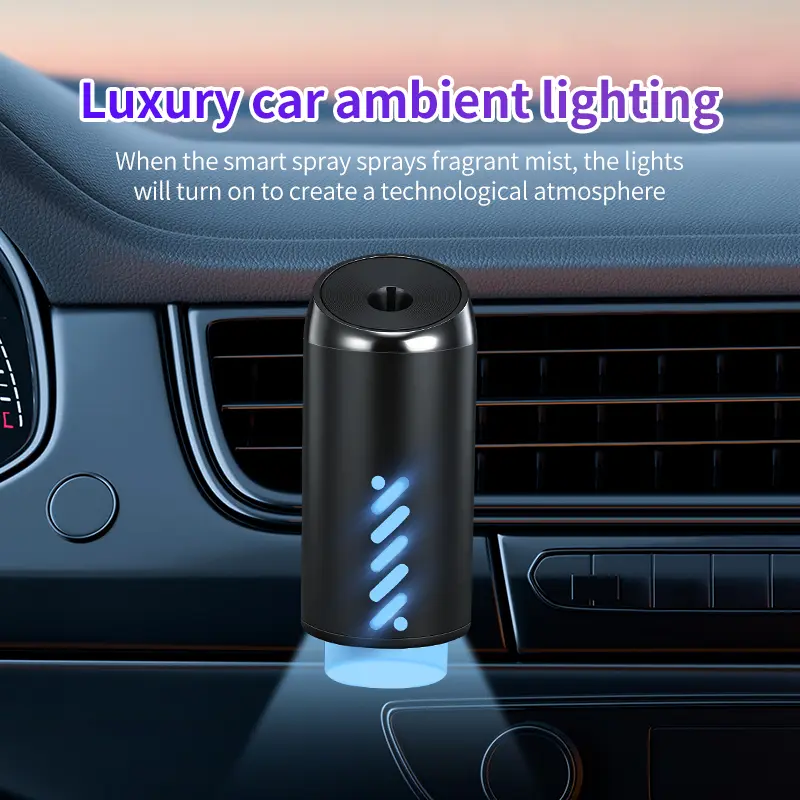 Smart Car Air Freshener Vent Clip Diffuser - Aluminum Alloy, Auto-Sensing AI Start-Stop Sensor, USB Rechargeable, Ambient Light, Nano Mist Emission Odor Removal, Baby Safe Botanical Perfume, Universal Clip Cars Accessories Interior Accessory, Freshener Cl