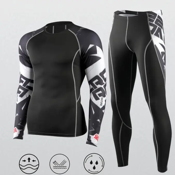 Men's 2PCS Compression Tracksuit Set, Quick Dry Tight Base Layer, Stretch Athletic Workout Outfit for Gym, Running & Outdoor Sports Sporty Set Stretchable Activewear summerwins,summerwins