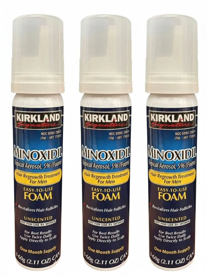 Kirkland Hair Regrowth Foam 5% Minoxidil for Men 3-Month Supply Easy-to-Use Unscented Treatment