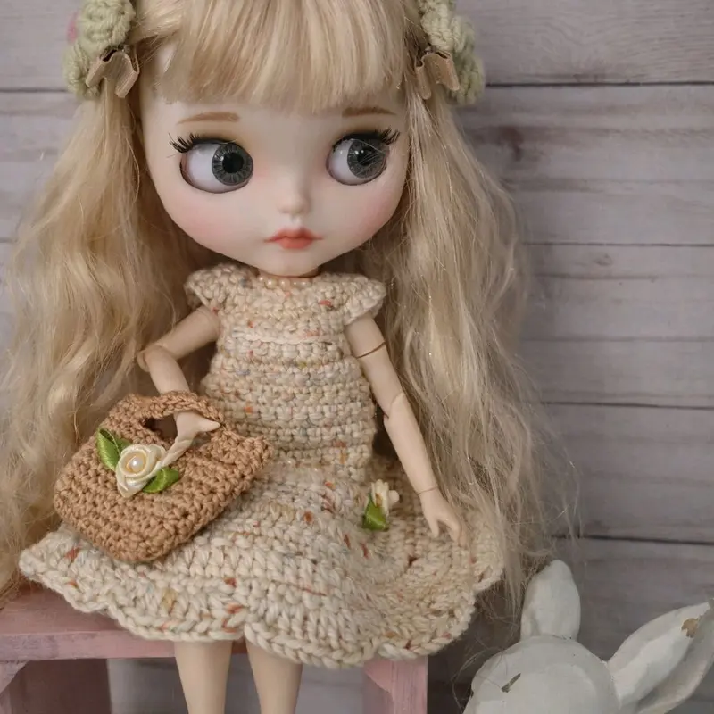 Blythe Doll with  Knitted Dress matching bag perfect for playtime and ollecting