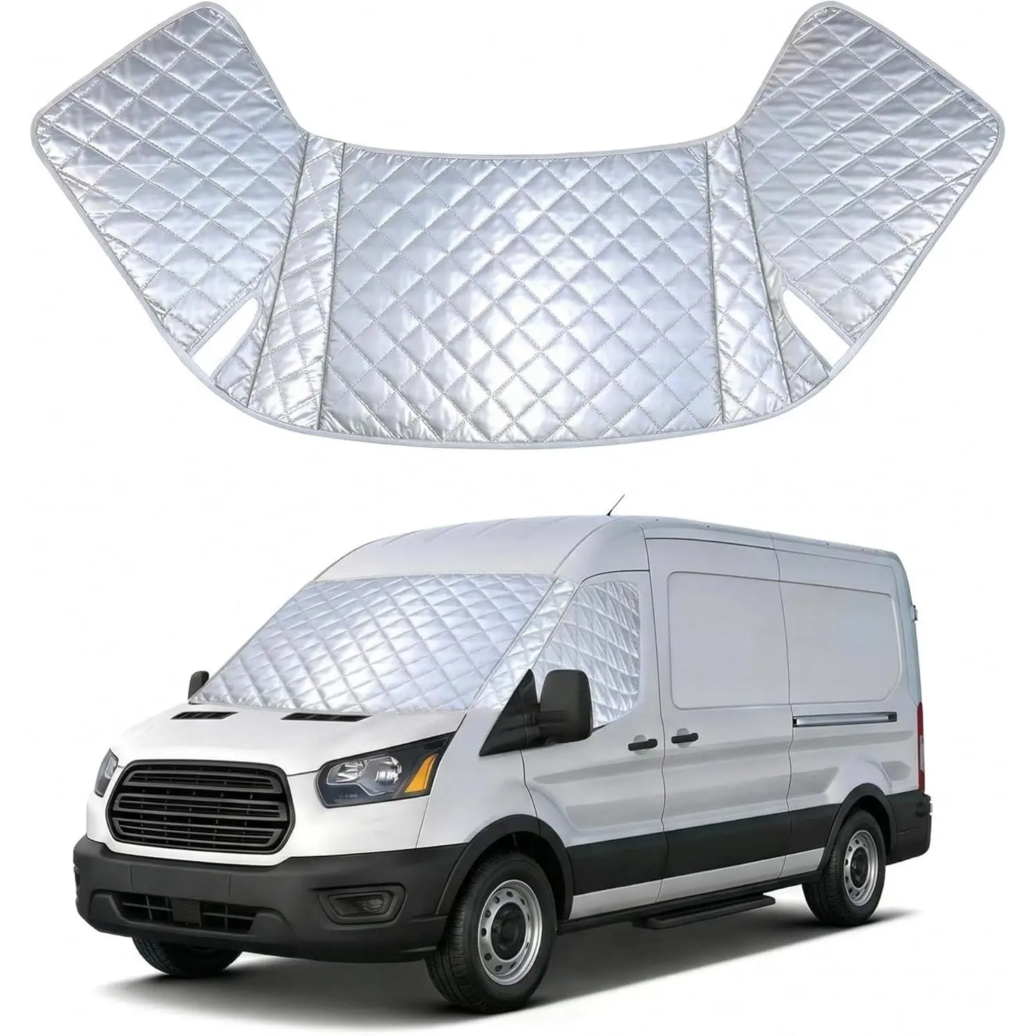 Custom Fit RV Windshield Cover for Ford Transit 2015-2026, RV Accessories, Vehicle Specific All-Weather Sunshade with Heat Shield, Blackout Privacy, Water Resistant, Durable, Includes Portable Bag