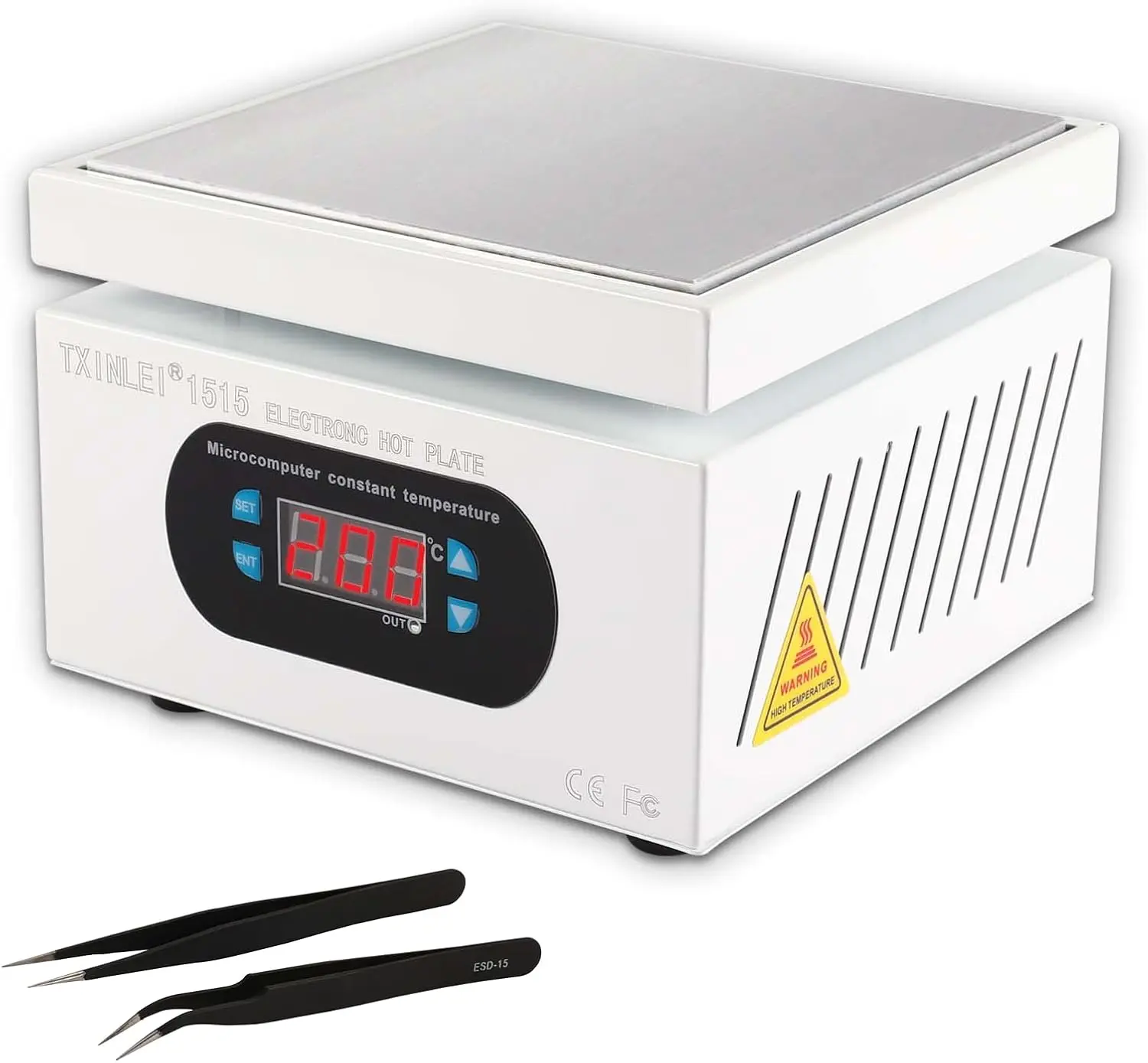 500W 110V Soldering Hot, LED Microcomputer Electric Preheat Soldering Station, Welder Hot Rework Heater Lab 150X150mm with Tweezers