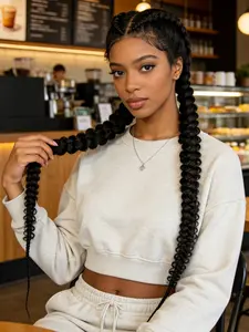 Handmade Twist Braided Wigs, Natural Synthetic Full Lace Wig, Stylish & Comfortable Design, Perfect for Daily Wear