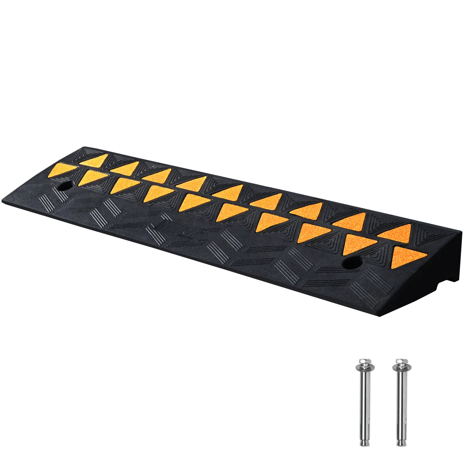 【summerfinds】VEVOR Rubber Curb Ramp 3.7" Rise Height Sidewalk Curb Ramp, 10" Width 39.4" Length Driveway Ramp for Curb, 15T Heavy Duty Rubber Ramp for Forklifts, Trucks, Buses, Cars, Wheelchairs, Bikes