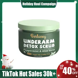 Armpit Scrub Body Scrub 8.8 oz with Peppermint, Aloe Vera and Walnut Shell Powder Organic, Underarm Scrub Helps on Removing Odor, Deep Cleanse,  Skin Repairing, for Legs, Knee, Feet, Hands, Berlaney#TikTokShopHolidayHaul