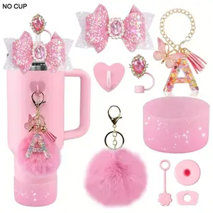 Water Bottle Accessories Set, Including Tassel & Letter Charm & Straw Cover & Cup Charm & Cup Sticker, Drinkware Accessories for 30oz & 40oz Bottles, Tumbler, Drink Protector, Silicone Lid, Straw Spout Lid