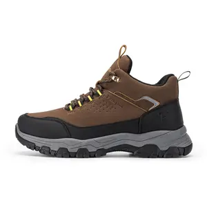 【Father's Day】FITTINGTON Men's Walking Hiking Shoes Outdoor Trekking Athletic Shoes Arch Support Reflective Safety Feature Dark Brown Gray Design Dual Density PVC Outsole - Footwear, Boy