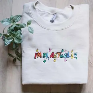 Embroidered I'm Bi Sweatshirt, Actually Vintage Sweatshirt, Embroidered Shirt for Heartstopper Lovers Sweatshirt