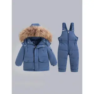 Cozy Kids' Winter Jacket & Bib Set - Warm, Thickened Outdoor Ski Suit Boys & Girls, Infant & Toddler Clothes
