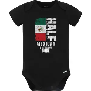 Half Mexican is Better Than None Funny Mexican Flag Baby Bodysuit (Black)