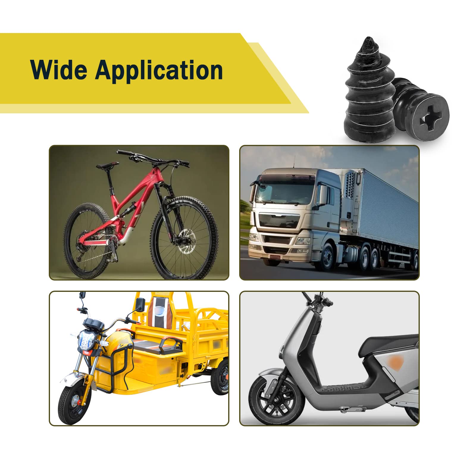 60PCS Tire Repair Rubber Nail Kit, Vacuum Screw In Tire Plugs, Fast Self-Service Wheel Nail Plug Repair Kits, Suitable for Car, Motorcycle, Truck, Tractor Tire Puncture Repair