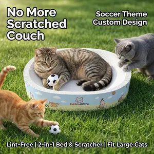 Extra Large Soccer Theme Cat Scratcher Bowl | Lint-Free Reinforced Corrugated Cardboard Cat Scratching Board, 2-in-1 Cozy Cat Bed for Multi-Cat Households & Big Cats. Anti-slip design. cat toys, Summervibes, petlovers