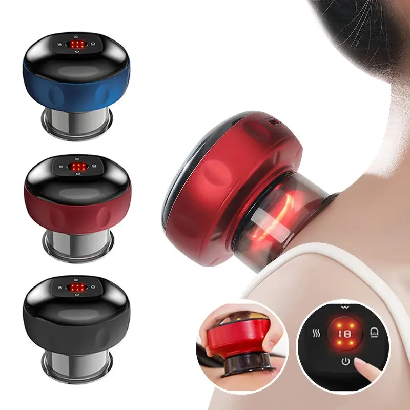 7-in-1 Smart Electric Cupping Therapy Massager with Red Light Therapy, 12 Heating & Suction Levels, Back Relaxing Massage, Lymphatic Support, Circulation Boost, Adjustable Settings, Everyday Self-Care Home Device