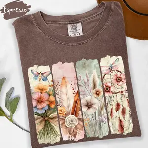Comfort Colors Vintage Boho TShirt: Butterfly Flower Cottagecore Tee