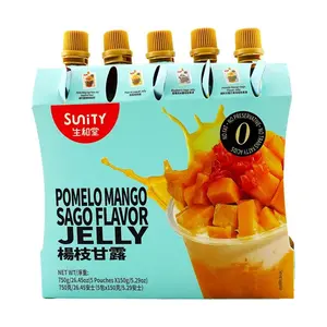 SUNITY Mango Pomelo Jelly Drink - 5 Pouches (750g) - Ready-to-Eat Snack, Asian Dessert Inspired, Refreshing Fruit Jelly