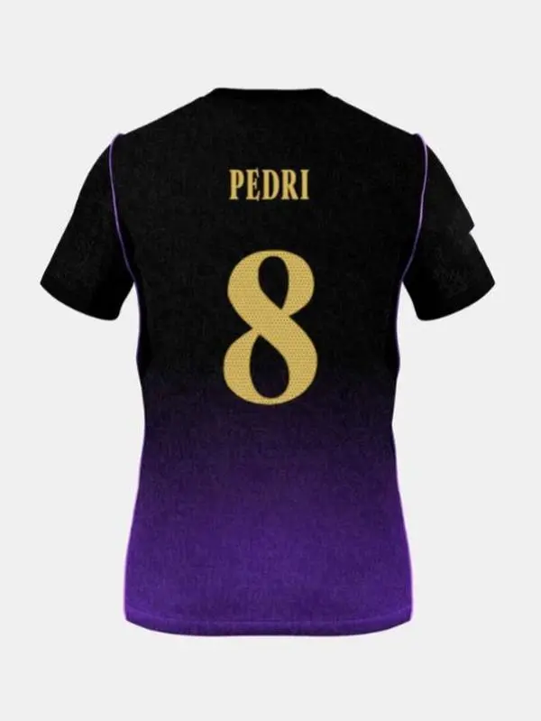 Pedri 8 Black Purple Jersey – Squad Name Number Customization, Contemporary Soccer Style