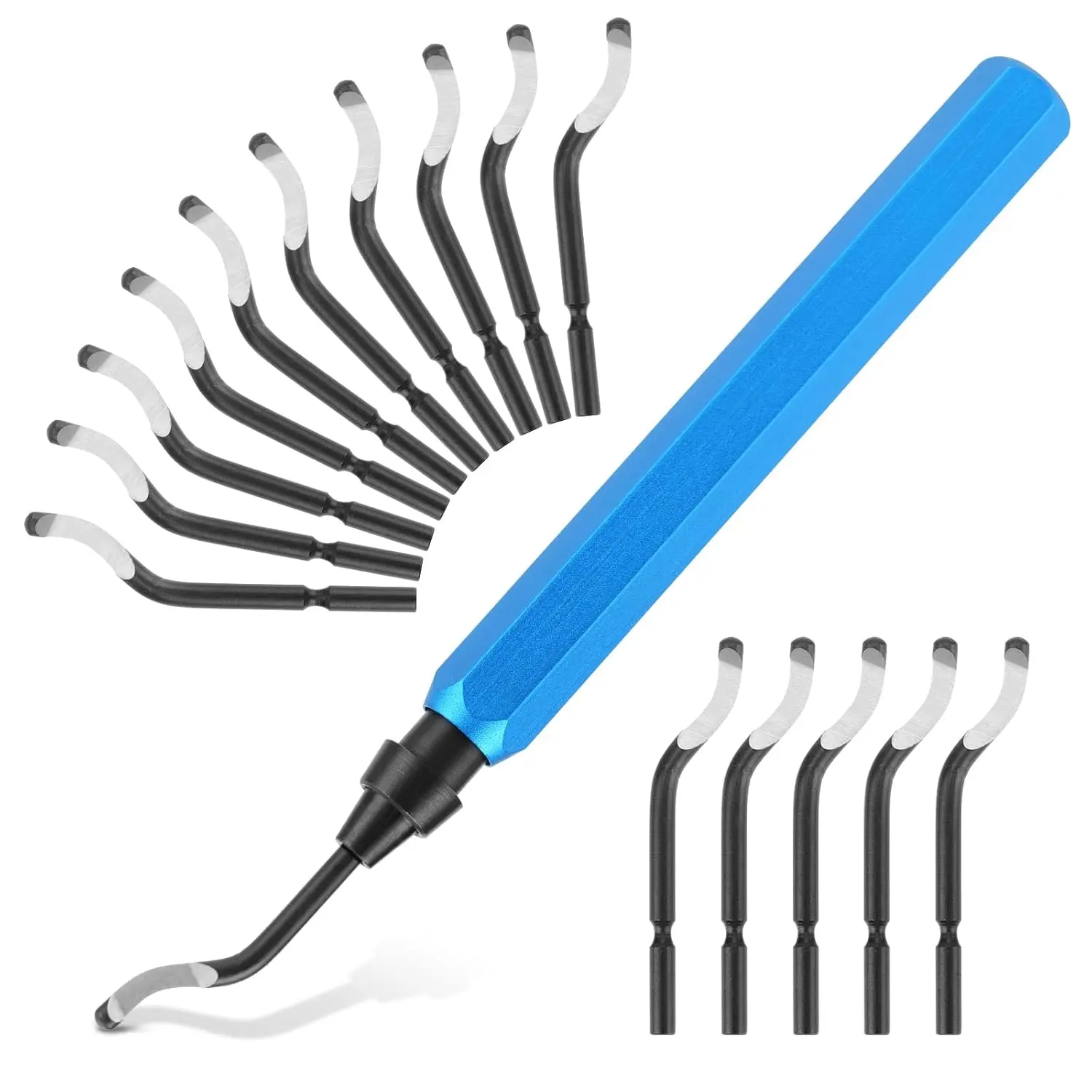 Deburring Tool Set with 15 High Speed Steel Swivel , Deburring Tool Ideal for Metal, , Copper, Plastic, PVC Pipes, 3D Printing Burr Removal Reamer Tool