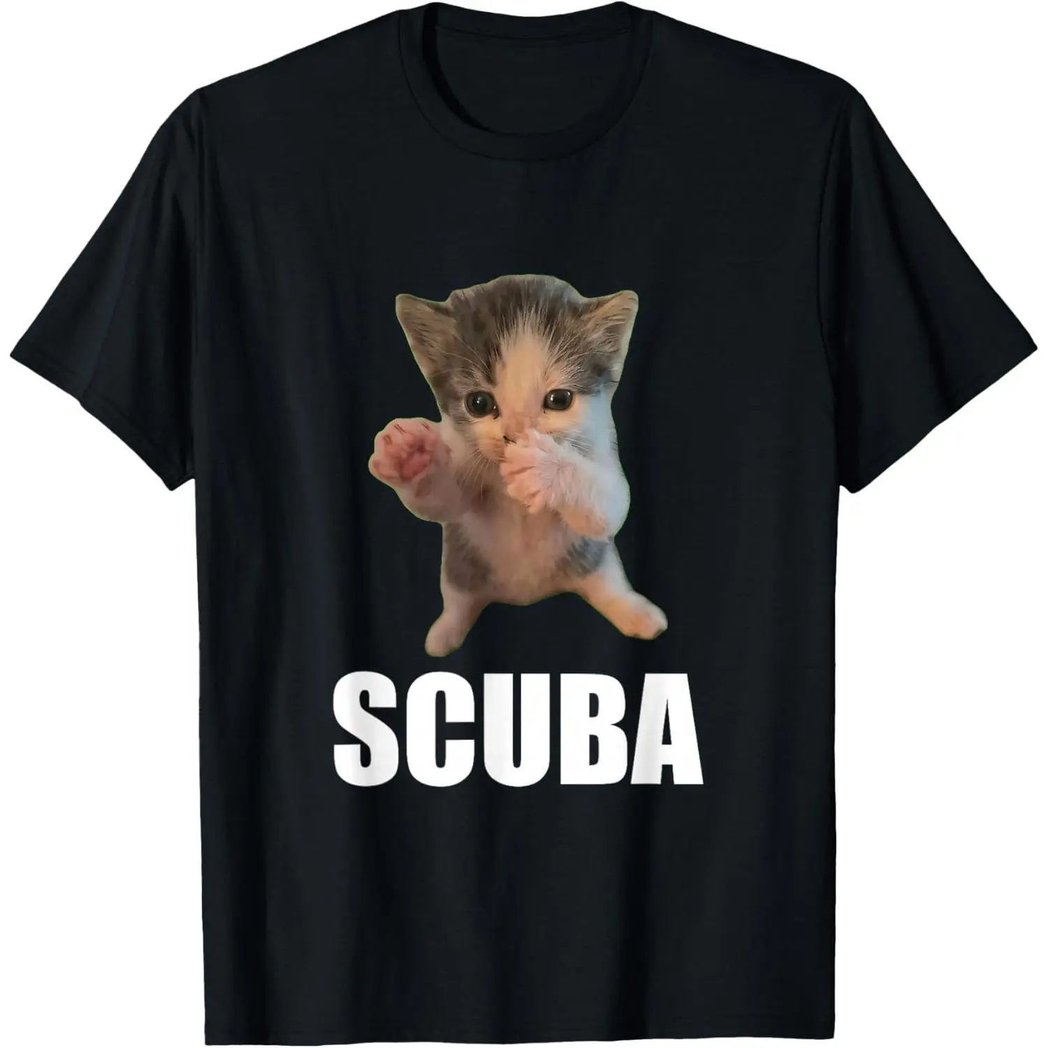 100% Cotton Cute Scuba Dancing Meme Cat Funny Scuba Meme T-Shirt