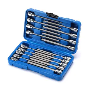 CASOMAN 18 Pieces 3/8 Inch Drive Long Hex Bit Socket Set,1/8 Inch to 3/8 Inch, 3mm to 10mm, SAE&Metric, Extra Long Allen Hex Bit Socket Set, CR-V and S2 Steel#TikTokShopBlackFriday