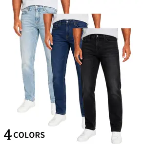 Clean Gent men’s solid slim-fit stretch jeans, distressed straight-leg cotton denim casual comfortable jeans, suitable for all seasons, classic street-style bottoms