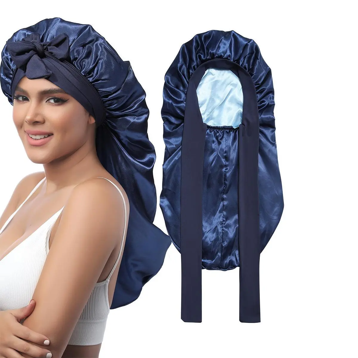 Long Bonnet(Navy Blue + Light Blue)