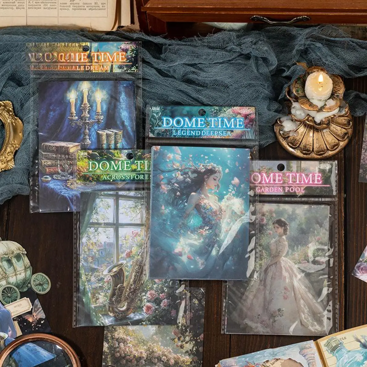 Retro DIY Sticker Light Paper - 80 Sheets Character-Based Fairy Tales Themed Material with Castle, Garden, Seaside, Forest, Elf Designs for Office Stationery DIY Handbook Decorative Base Material