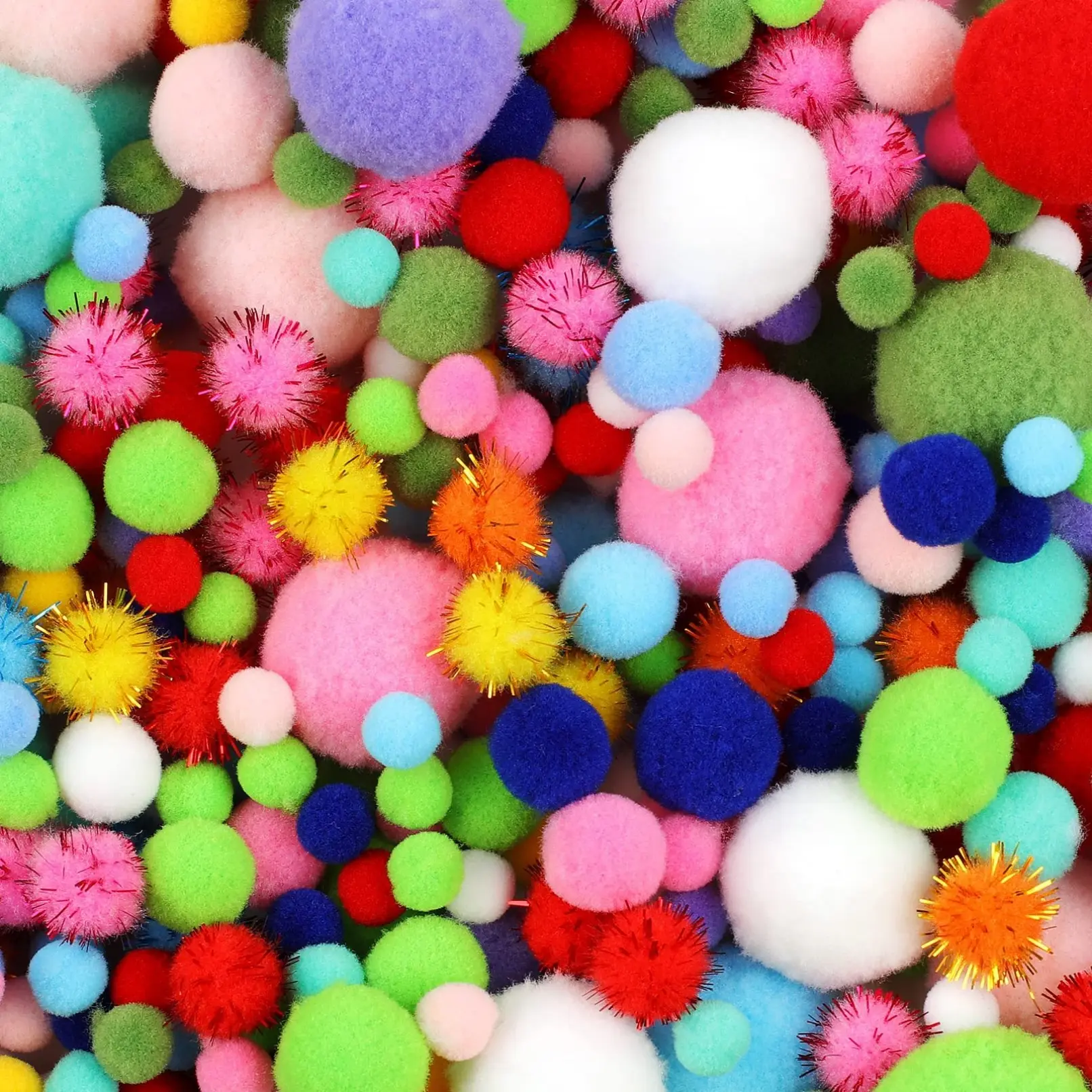 900PCS Pom Poms, Multicolor Bulk Pom Poms Arts and Crafts, Soft and Fluffy Craft Pom Poms, Assorted Sizes Pompoms, for Arts and Craft Making Decorations