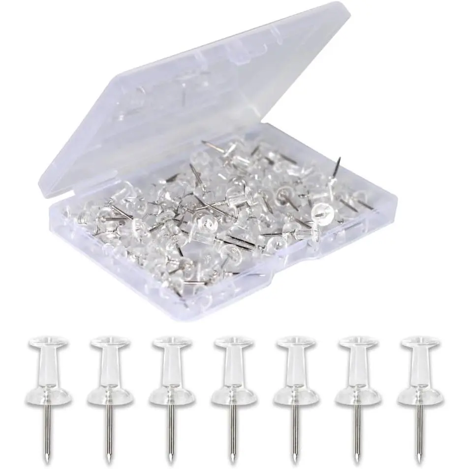120-Pack Push Pins for Bulletin Board, Thumb Tacks with Clear Plastic Tip and Steel Tip, Portable and Durable Wall Tacks Suitable for Cork Board, Office and Daily Life