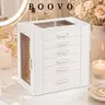 BOOVO Women's 6-Layer Lockable Jewelry Cabinet with Key Lock - Countertop Antitarnish Velvet Lined Organizer, Double-Side Doors, Mirror, Large Capacity Lockable Storage Boxes, Drawers and Shelves Jewelry Boxes & Organizers for Bedroom Storage Needs