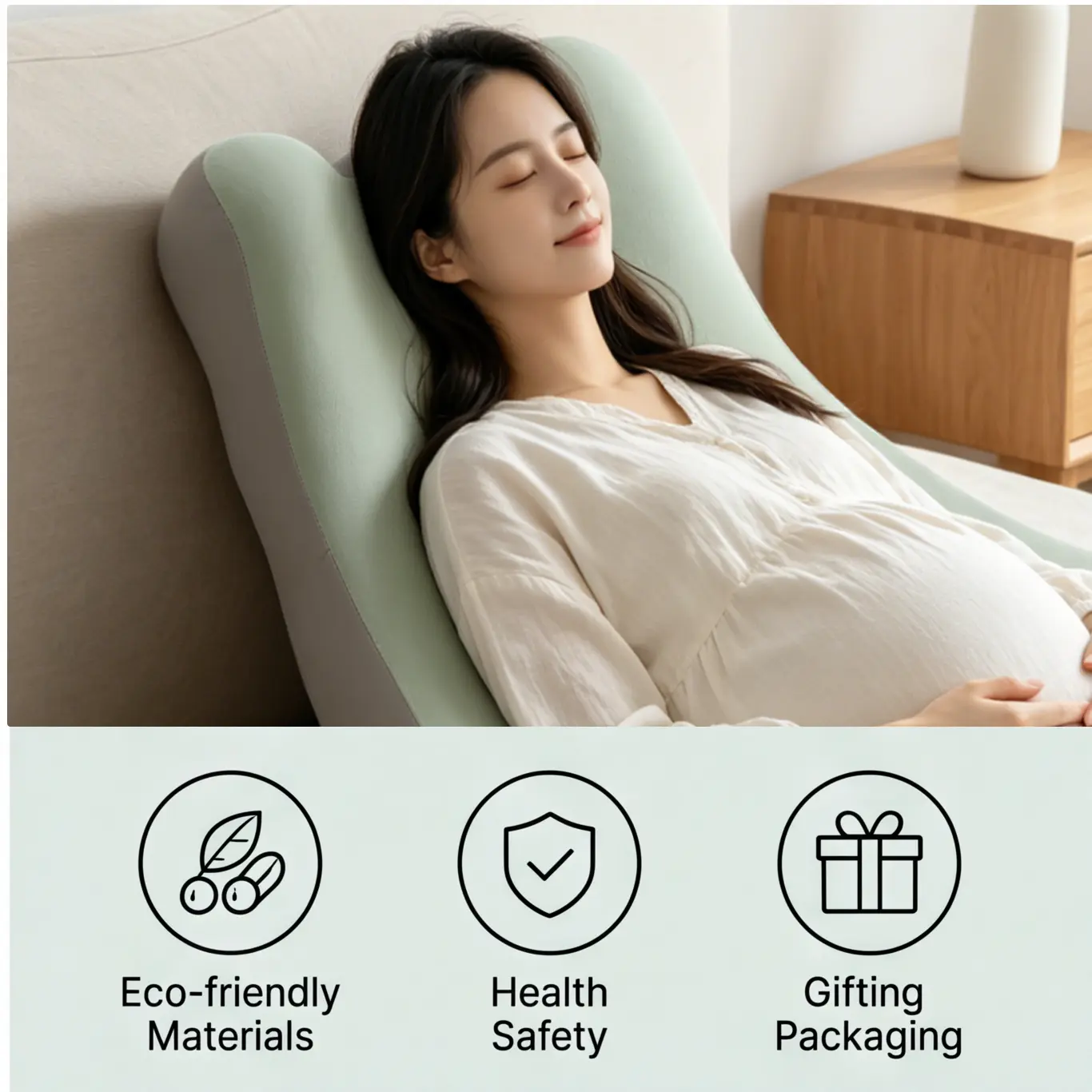 Adjustable wedge-shaped reading pillow for beds - Large memory foam backrest to help you sit upright in bed - Soft C-shaped cushion with removable and washable pillowcase - Multi-directional comfort support for legs and back