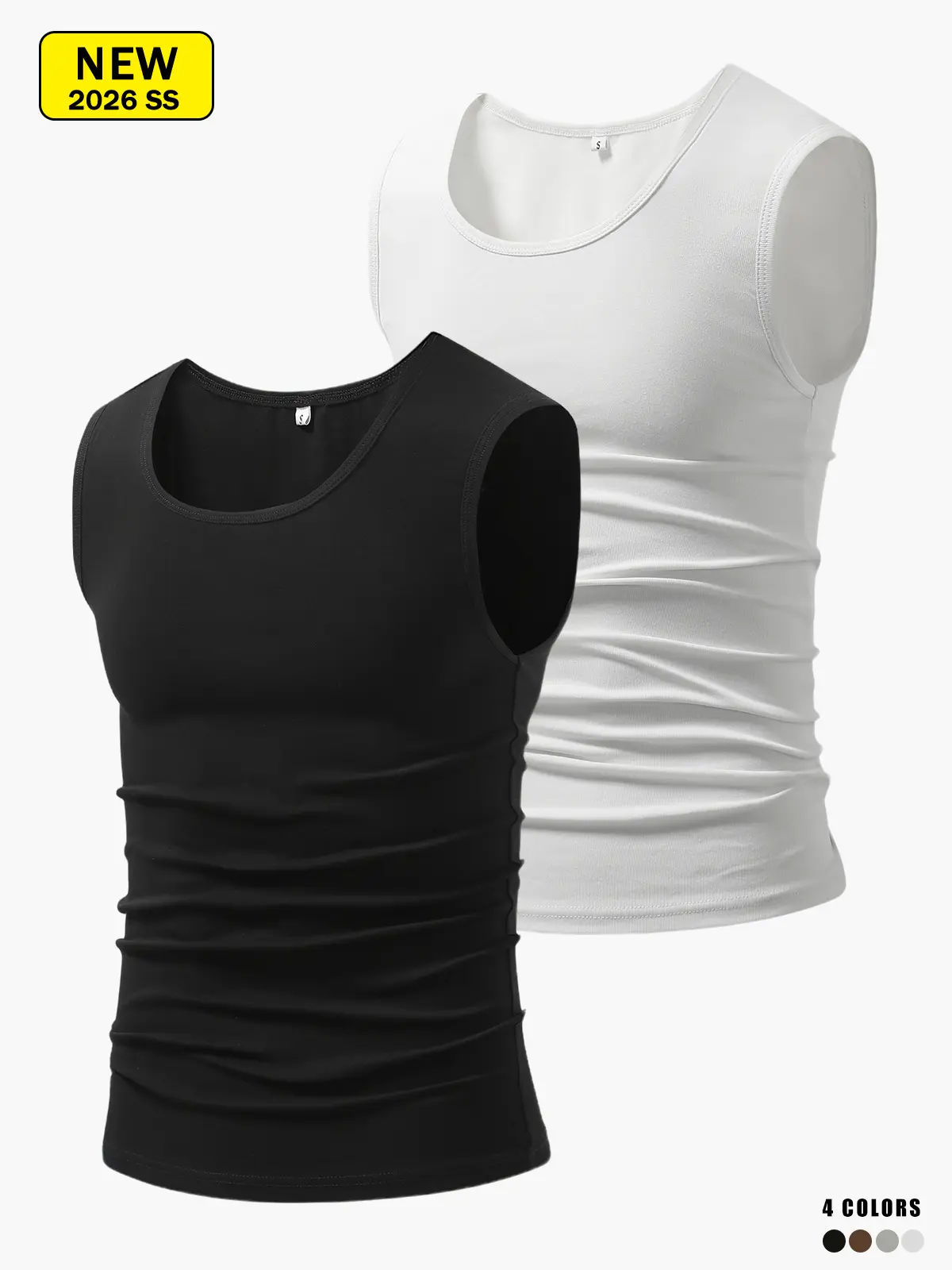 Men’s summer sleeveless sports tank top with cotton blend, high elasticity, moisture-wicking and breathable, wrinkle-resistant and comfortable