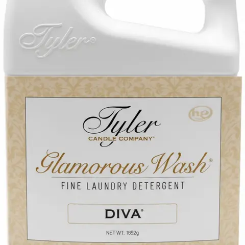 Tyler Candle Company Diva Fragrance Premium Household Laundry Liquid Detergent - Cruelty-Free, Machine & Hand Wash Safe, with Amber, Chocolate, Floral, Fresh Fruits Notes, 1892g/64oz, Adult Use Only, 24 Months Shelf Life, for Various Laundry Needs