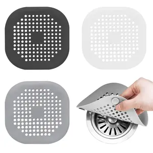 2pc Hair Catcher, Square Hair Drain Cover for Shower, Silicone Hair Stopper with Suction Cup, Easy to Install, Suitable for Bathroom Bathtub, Bathroom Accessory, Bathroom Shower Equipment